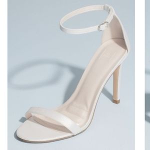 David's Bridal White Stiletto Strappy Heel